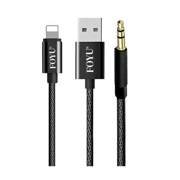 Αντάπτορας Φόρτισης & Ήχου Lightning σε Audio Jack 3.5mm AUX & USB A Foyu FO-S039 1m – Μαύρο