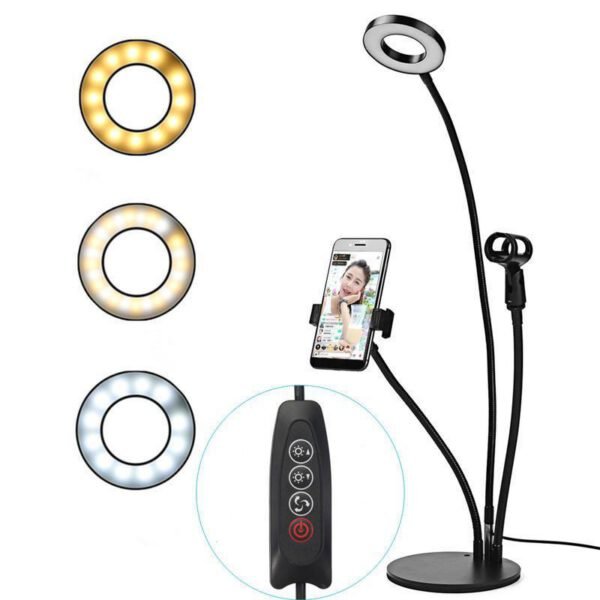 RK25 Ring Light φωτιστικό δαχτυλίδι led εύκαμπτο με βάση 3 σε 1 φωτιστικό - βάση κινητού - βάση μικροφώνου