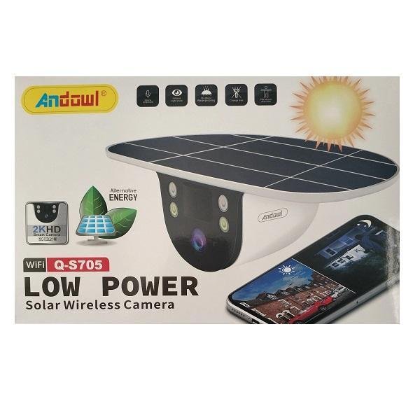 Andowl-Q-S705 Ασύρματη IP κάμερα εξωτερικού χώρου με ηλιακή ενέργεια με απομακρυσμένη ζωντανή προβολή Λευκό
