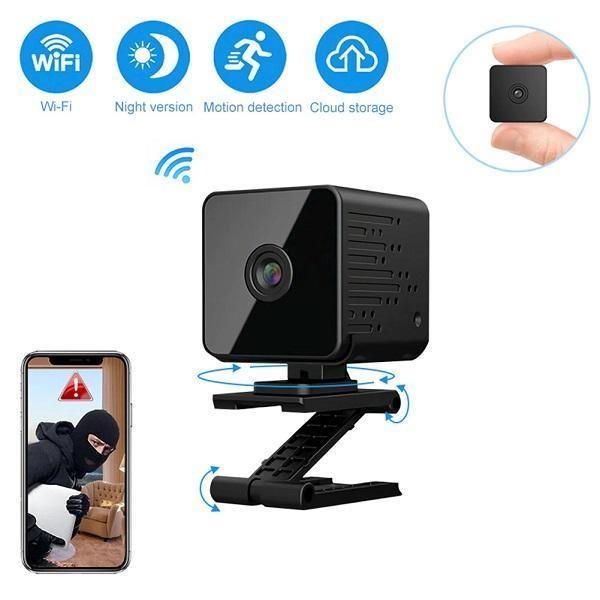 Mini WiFi IP Camera 720P HD φορητή ασύρματη υπέρυθρη ανίχνευση κίνησης νυχτερινής όρασης VRT-VQ9H Μαύρο