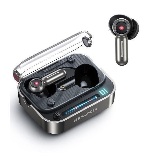 Ασύρματα ακουστικά Bluetooth V5.3 Ακουστικά Bass In-Ear TWS LED Lights Ακουστικά με Mic HiFi Stereo DNS Headset AWEI T58 Μαύρο