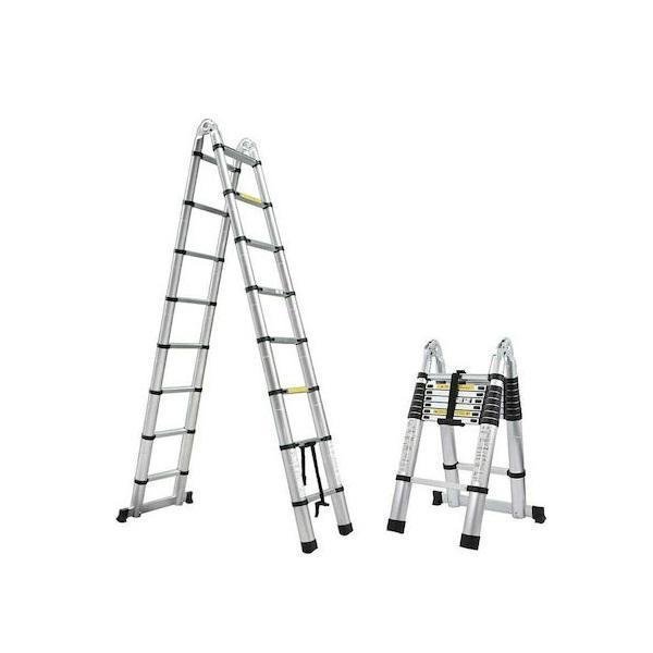 Factory Τηλεσκοπική Σκάλα Αλουμινίου 16 Σκαλιών με Μέγιστο Ύψος 5m