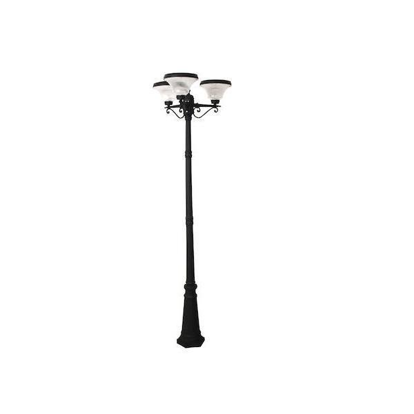 Ηλιακή Τριπλή Κολώνα Φωτισμού 429LED Αλουμινίου 2.2m 24W OEM S-14 Triple - Μαύρο
