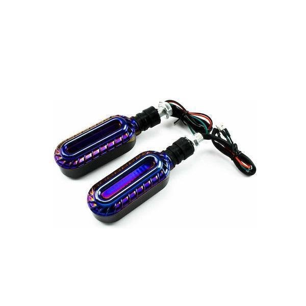 Σετ 2τμχ Φλας LED Μοτοσυκλέτας 12V 10mm με Διπλό Φωτισμό OEM SY-MTZXD0120 - Κόκκινο, Πορτοκαλί