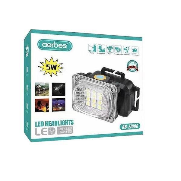 Επαναφορτιζόμενος Φακός Κεφαλής LED AB-Z1000 Aerbes