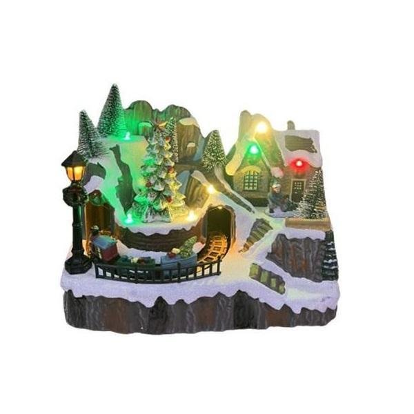 fe1ad76d334b677f52e9b54f1510f164 Χριστουγεννιάτικο Φωτιζόμενο Σπιτάκι Με Τρένο Και Κίνηση