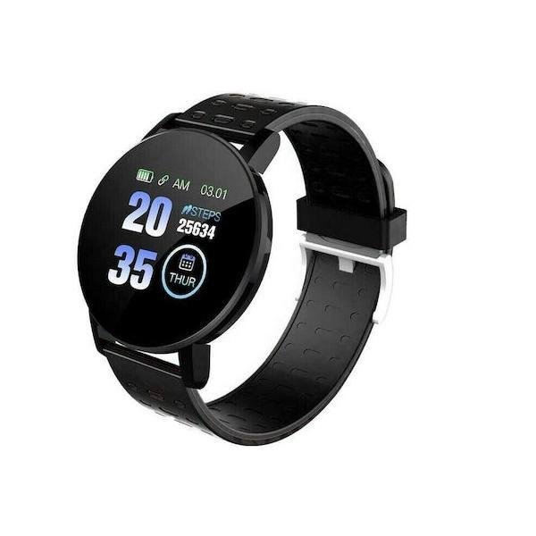 119 Plus 43mm Smartwatch με Παλμογράφο (Μαύρο)