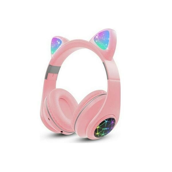 Cat M2 Ασύρματα/Ενσύρματα Over Ear Παιδικά Ακουστικά με 8 ώρες Λειτουργίας Ροζ