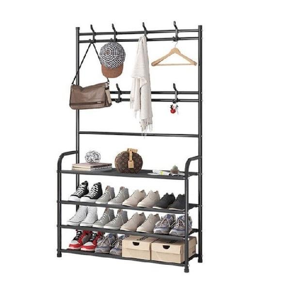 500-712286 Έπιπλο Εισόδου με Κρεμάστρα & Παπουτσοθήκη Μαύρο 80x26x168εκ.