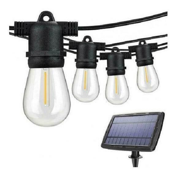 Ηλιακό σετ LED γιρλάντα με 10 λαμπτήρες τύπου edison 7,5m θερμό χρώμα OEM  46161127