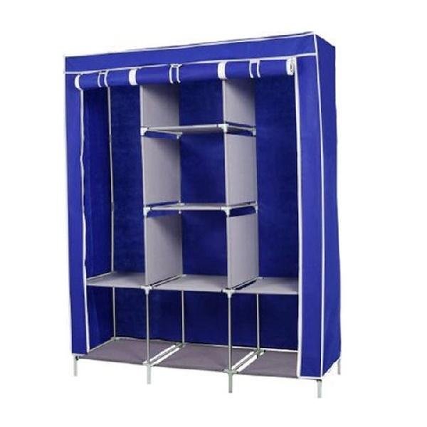 Υφασμάτινη Ντουλάπα με Φερμουάρ και Ράφια σε Μπλε Χρώμα 130x45x170cm HOP1000701-1