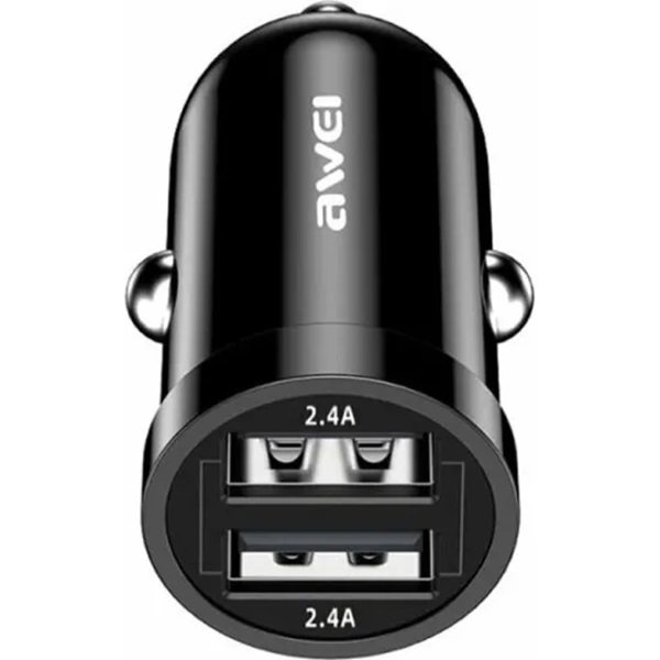 Awei Φορτιστής Αυτοκινήτου Μαύρος C-826 Συνολικής Έντασης 2.4A Γρήγορης Φόρτισης με Θύρες: 2xUSB  23783095