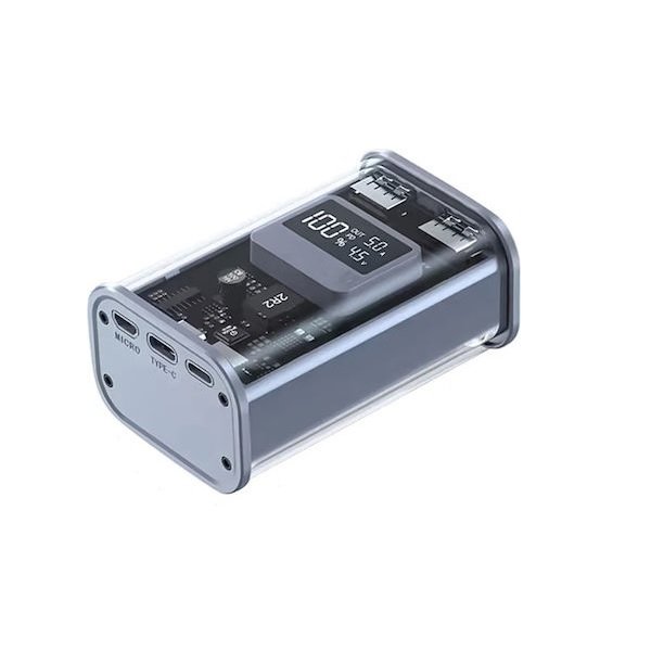reqa TR-956 Power Bank 10000mAh 20W με 2 Θύρες USB-A και Θύρα USB-C Power Delivery / Quick Charge 3.0 Γκρι