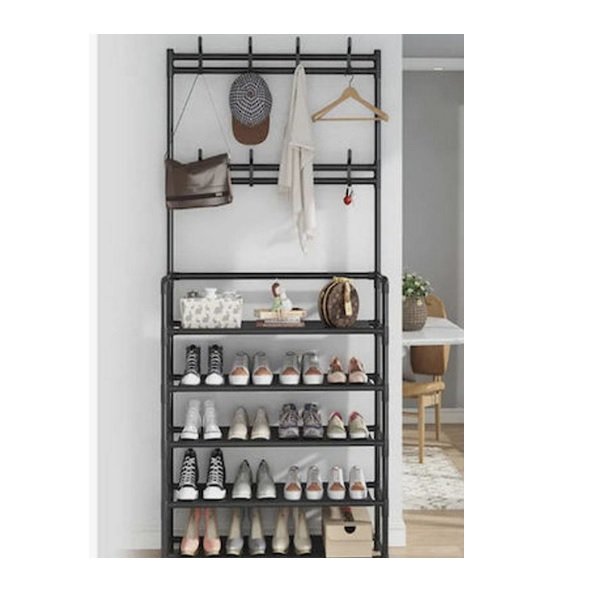 Έπιπλο Εισόδου με Κρεμάστρα και Παπουτσοθήκη 5 Επιπέδων 170x80x26cm 0098 Μαύρο  341534