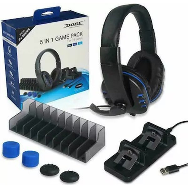 Dobe 5 in 1 Game Pack Kit για PS4 σε Μαύρο χρώμα  28458188