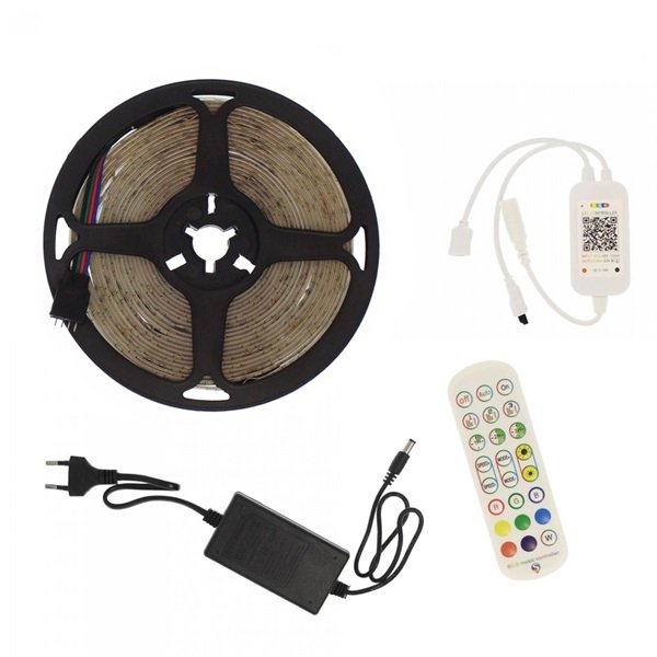RZ-0010 Αδιάβροχη Ταινία LED Τροφοδοσίας 12V RGB Μήκους 5m με Τηλεχειριστήριο Τύπου SMD5050  101449