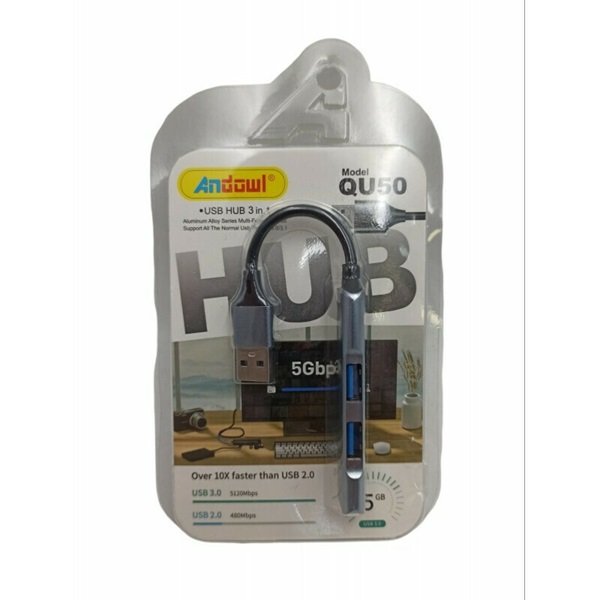 Andowl QU50 USB 3.0 Hub 2 Θυρών με σύνδεση USB-A Ασημί  35153003