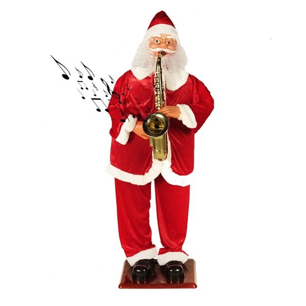 Διακοσμητικός Άι Βασίλης Ρεύματος με Μουσική και Κίνηση Κόκκινος από Ύφασμα 120εκ. 95062