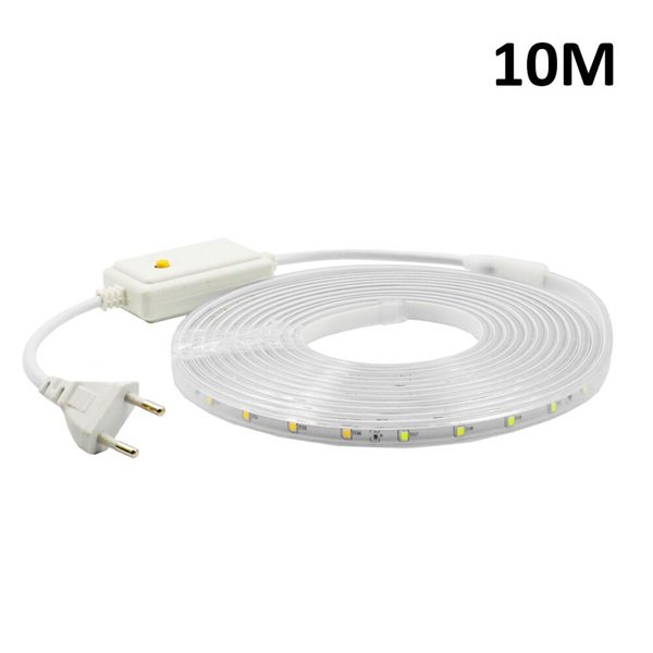 retyuewerr Αδιάβροχη Ταινία LED Τροφοδοσίας 220V RGB Μήκους 10m με Τροφοδοτικό Τύπου SMD2835 101167