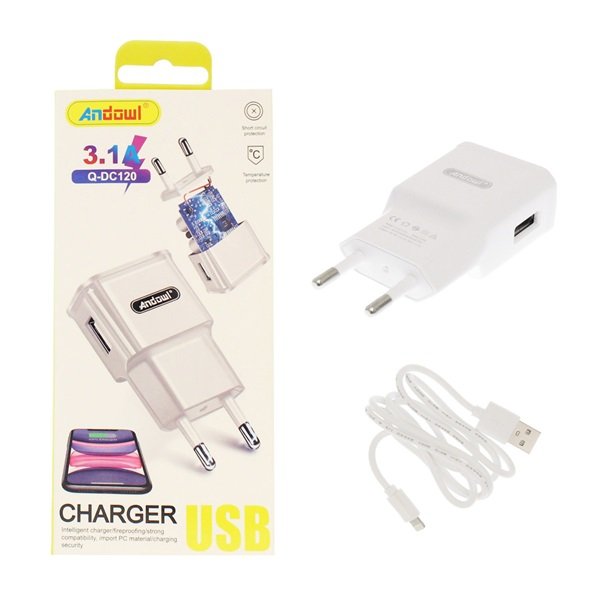 Andowl Φορτιστής Χωρίς Καλώδιο με Θύρα USB-A Λευκός (Q-DC120)  29739780