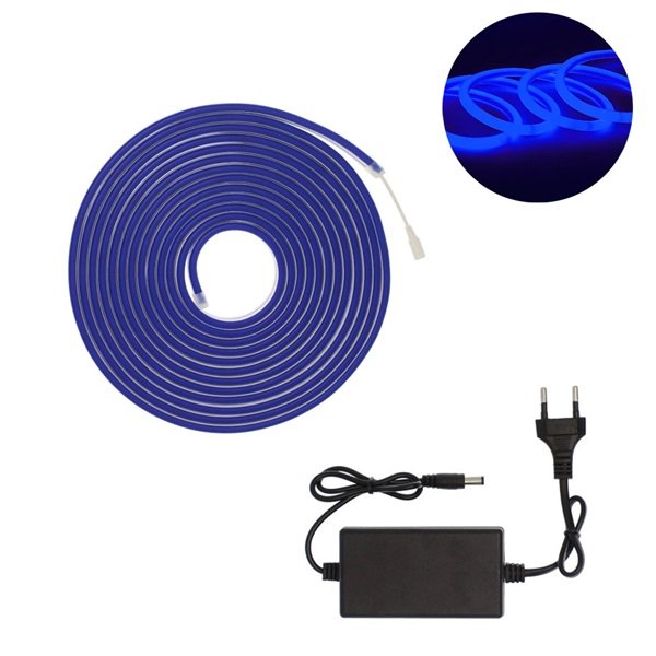 wert6y7u Αδιάβροχη Ταινία LED Τροφοδοσίας 12V με Μπλε Φως Μήκους 5m με Τροφοδοτικό 101433