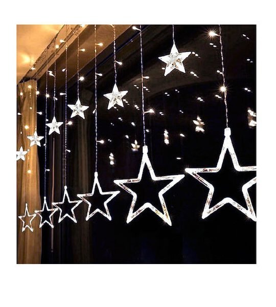 12 Λαμπάκια LED 3.3μ x 90εκ τύπου Κουρτίνα με Διαφανές Καλώδιο ΛΕΥΚΑ 32813914