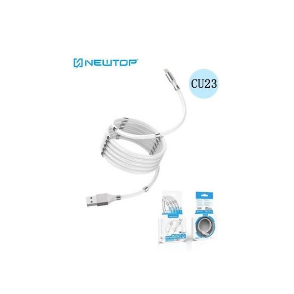Newtop Μαγνητικό USB-A to Lightning Cable Λευκό 1m (CU23-L)
