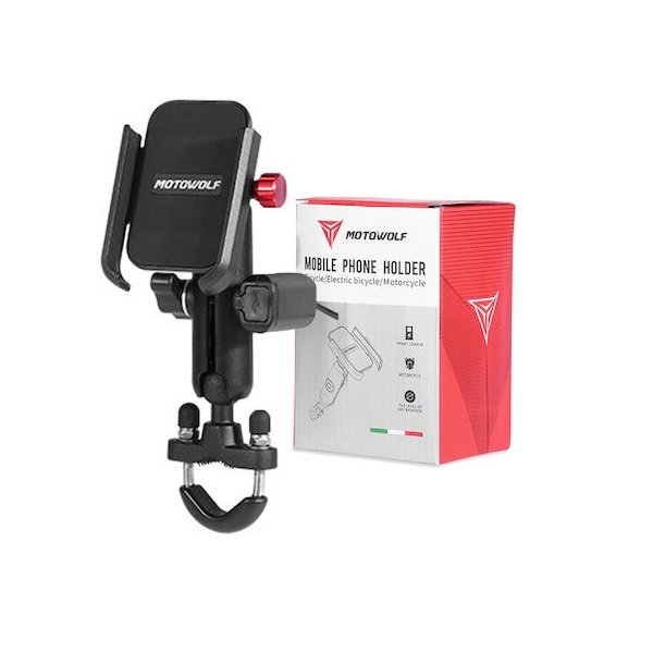 Motowolf Βάση Κινητού Μοτοσυκλέτας με Ρυθμιζόμενο Βραχίονα για το Τιμόνι με Φόρτιση MDL2821B