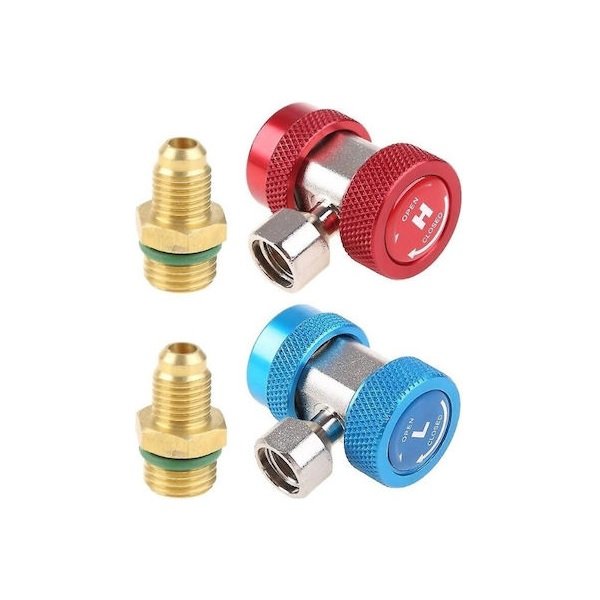 2pcs Ταχυσύνδεσμος Κόκκινος Υψηλής Πίεσης και Μπλέ Χαμηλής Πίεσης Για Πλήρωση Με Φρέον R134a Κλιματιστικού Αυτοκινήτου 7041