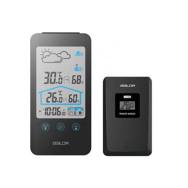 Baldr B0201WST2H2-B Ασύρματος Μετεωρολογικός Σταθμός Ψηφιακός Επιτραπέζιος Μαύρος 41668597