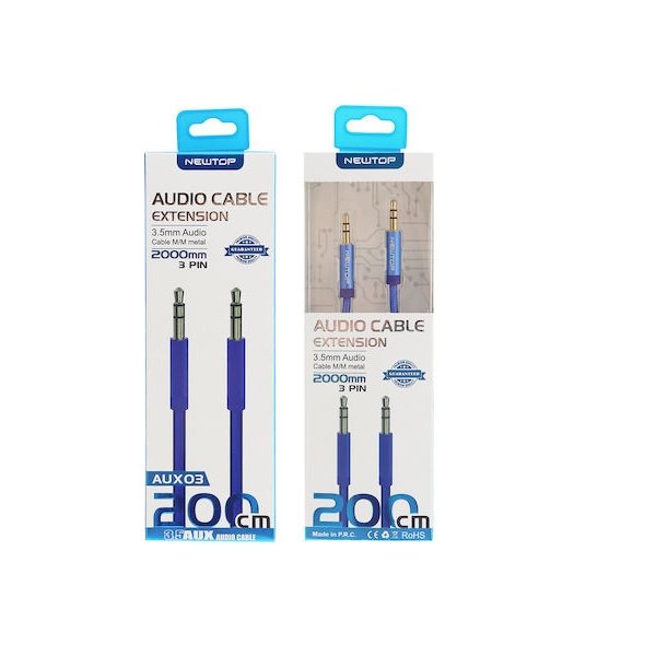 Newtop Cable 3.5mm male - 3.5mm male Μπλε 2m (AUX03) 28286386