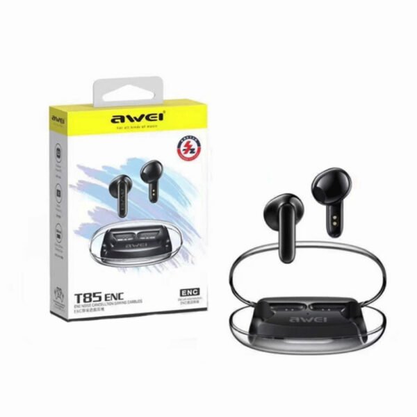 EAR Awei T85 ENC In-ear Bluetooth Handsfree Ακουστικά με Αντοχή στον Ιδρώτα και Θήκη Φόρτισης Μαύρα
