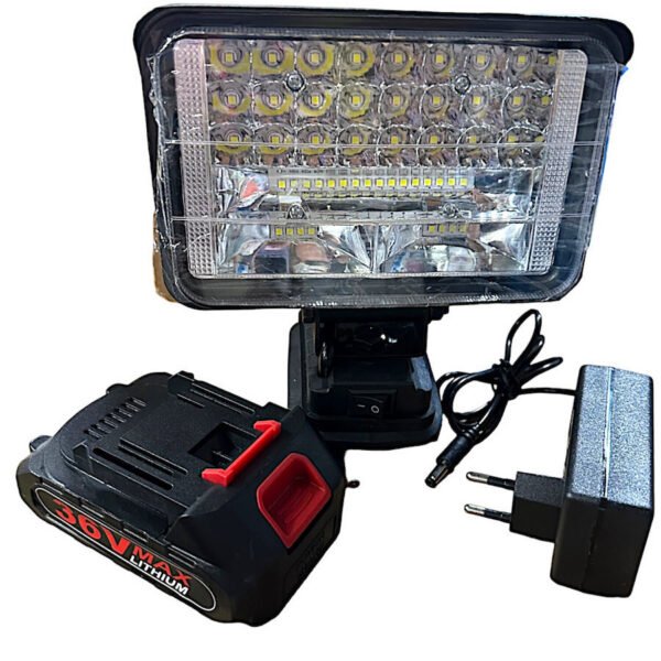 Προβολέας Εργασίας με 36V Επαναφορτιζώμενη Μπαταρία LED 65W 48 Λαμπτήρας LD09 Μαύρο