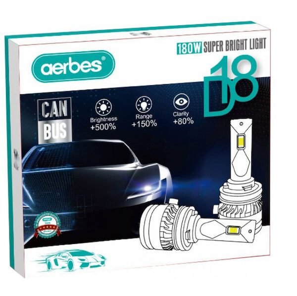 Λάμπες Αυτοκινήτου Aerbes D18 H4 LED 6000K Ψυχρό Λευκό