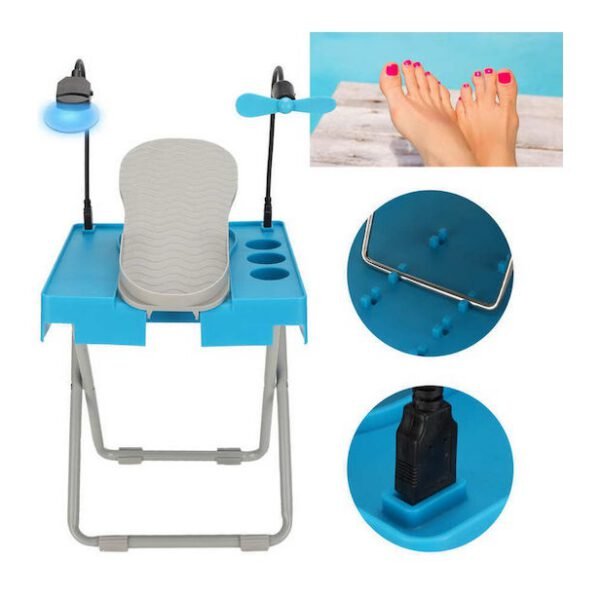 Σκαμπό stand περιποίησης ποδιών για εύκολο πεντικιούρ στο σπίτι με μεγεθυντικό φακό LED, ανεμιστήρα στεγνώματος