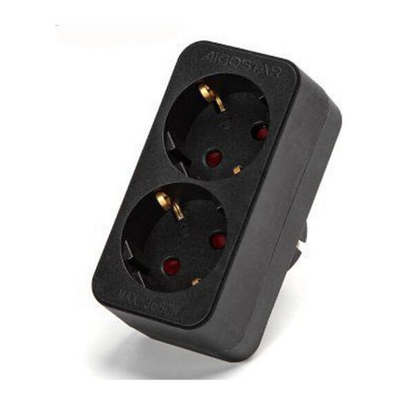 Πρίζα ασφαλείας 2 θέσεων μαύρο 10x5x7.7cm Aigostar 36095 - Aigostar