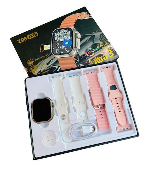 Smartwatch με 4 λουράκια Z98 4G ZY2406-1 Ροζ