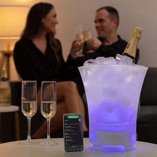 LED RGB Φωτιζόμενη Σαμπανιέρα - Δοχείο Πάγου με Επαναφορτιζόμενο Ηχείο 5W & Bluetooth - HSX-8899BT