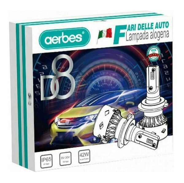 Λάμπες Αυτοκινήτου Aerbes D8 H4 4800Lm LED 6000K Ψυχρό Λευκό 42W 2τμχ
