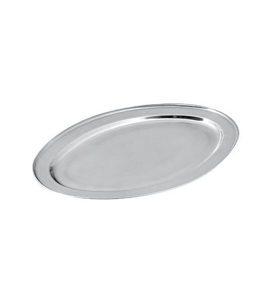 Πιατέλα Σερβιρίσματος Οβάλ Ανοξείδωτη Ασημί 30x20εκ. SDS-4299