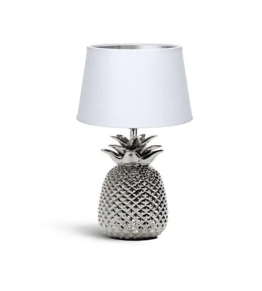 Πορτατίφ Κεραμικό με Ασημί Βάση E14 16.5x36cm ForHome 19720 - For Home
