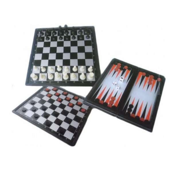Mini Μαγνητικό Σκάκι / Τάβλι / Ντάμα με Πούλια & Πιόνια 24.5x24.5cm SDS-79