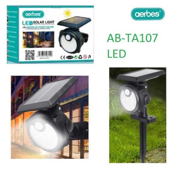 Στεγανό Καρφωτό Ηλιακό Φωτιστικό IP65 με Ανιχνευτή Κίνησης και Αισθητήρα Φωτός σε Μαύρο Χρώμα 81006HGK00BK