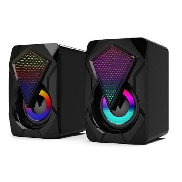 Aerbes AB-D389 Ηχεία Υπολογιστή 2.0 με RGB Φωτισμό και Ισχύ 3W σε Μαύρο Χρώμα6