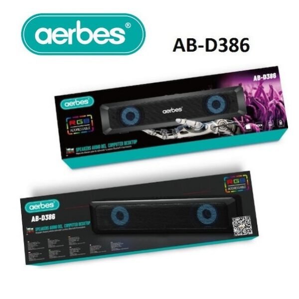 AB-D386 Ηχεία Υπολογιστή 2.0 με RGB Φωτισμό σε Μαύρο Χρώμα
