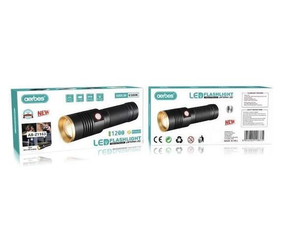 Aerbes Φακός LED με Μέγιστη Φωτεινότητα 600lm AB-Z1163