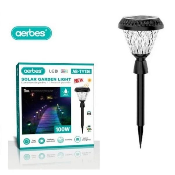 Ηλιακό καρφωτό φωτιστικό κήπου LED 100W – Solar Garden Light Aerbes AB-TY136 μαύρο