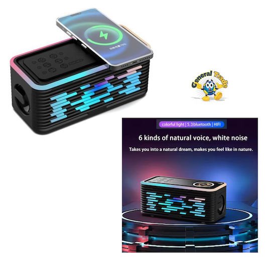 Ασύρματος φορτιστής με ηχείο Bluetooth & νυχτερινό φως RGB 15W General Trade 6766462 - GeneralTrade