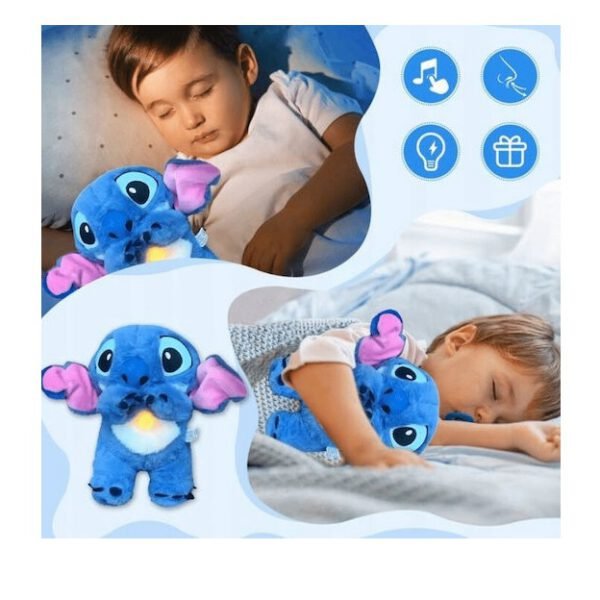 Απαλό Λούτρινο Αρκουδάκι Stitch με Κίνηση Αναπνοής & Μουσική 306464