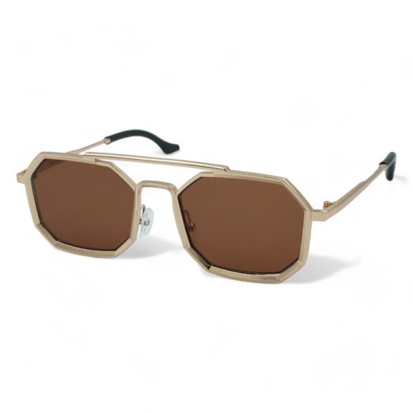OPTOSQUAD Unisex Γυαλιά Ηλίου UV400 Τετράγωνο με Χρυσό  Σκελετό και Καφέ Φακό 202351